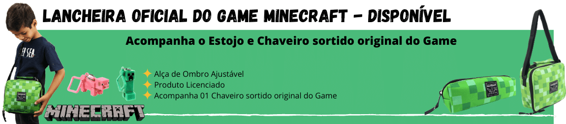 Lancheira Térmica Minecraft com Chaveiro