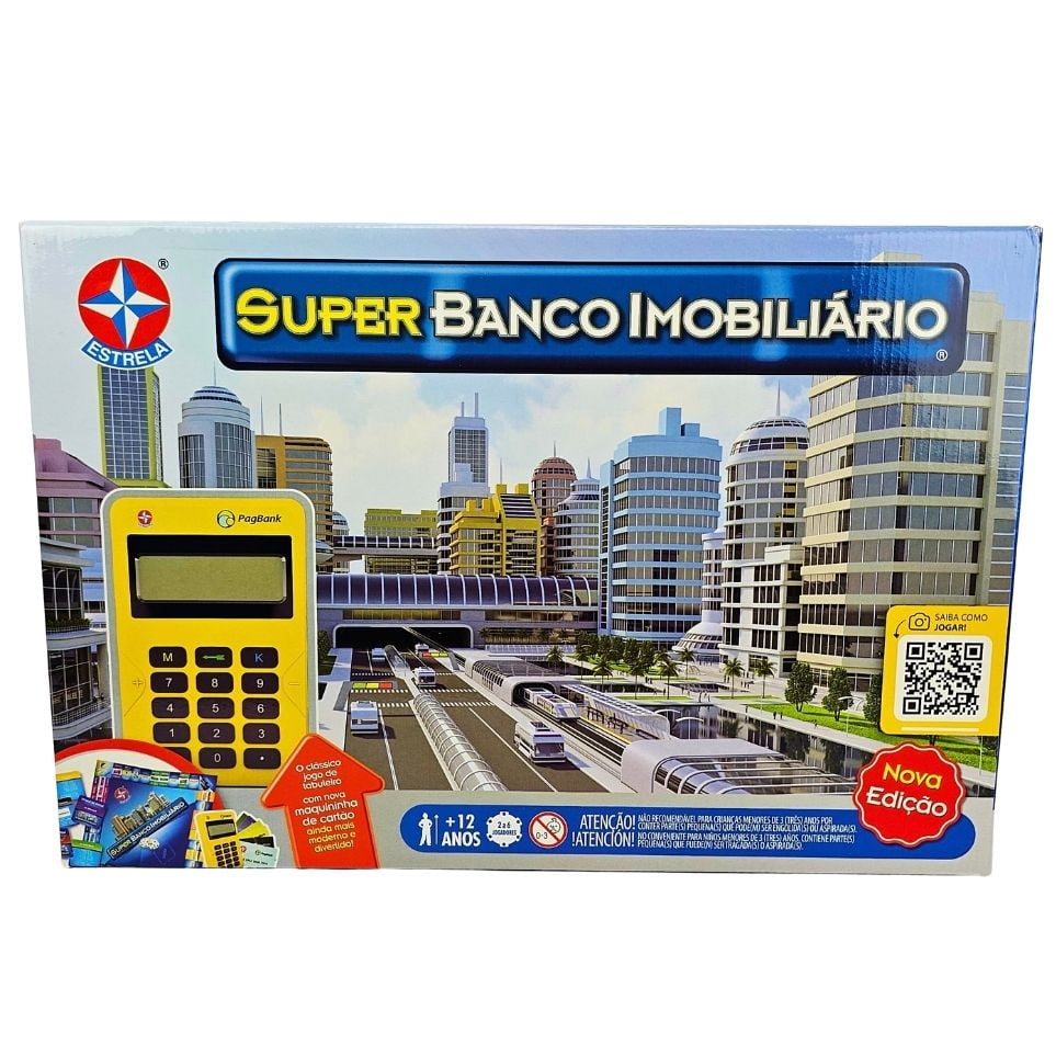 Jogo de Tabuleiro Super Banco Imobiliário Estrela com Máquina de Cartão
