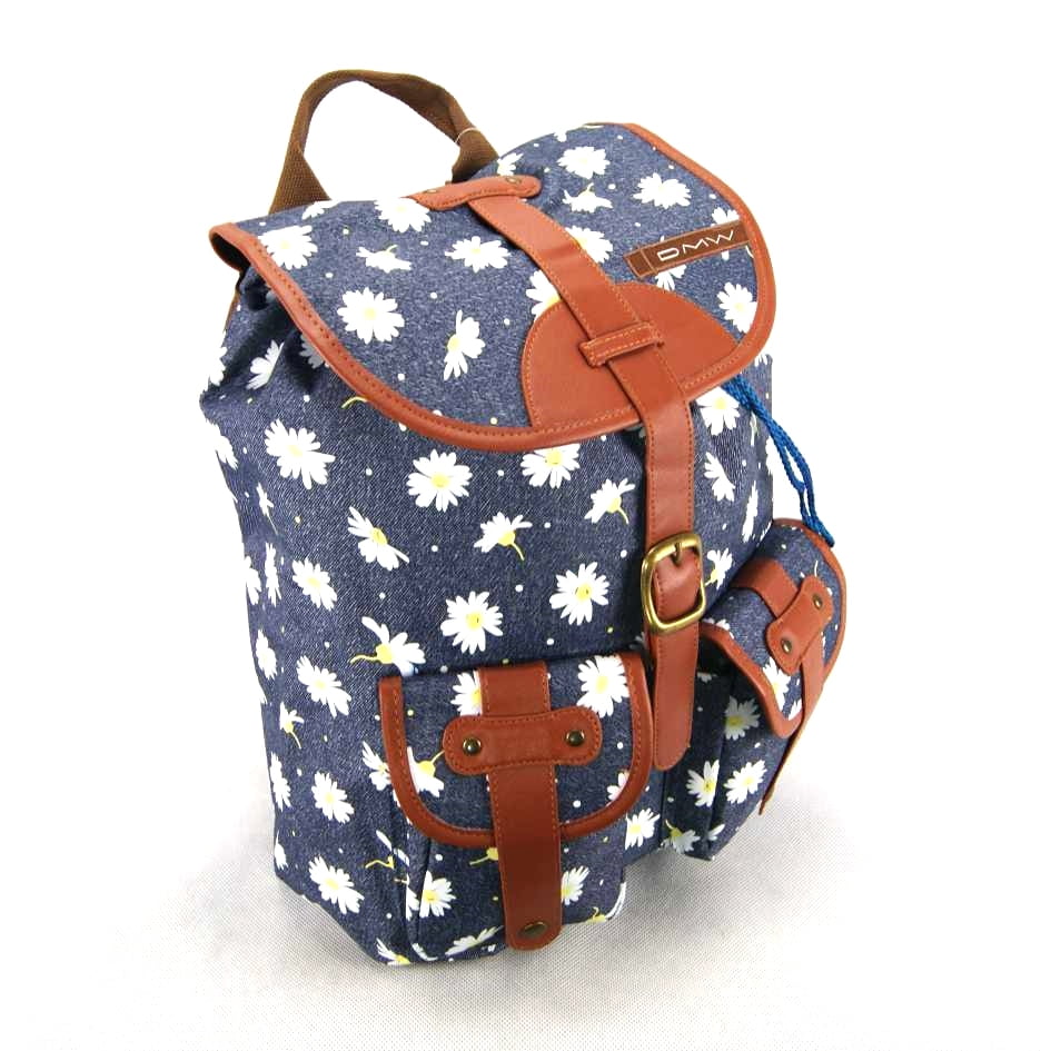 Mochila com Tampa DMW Flores ref 48962