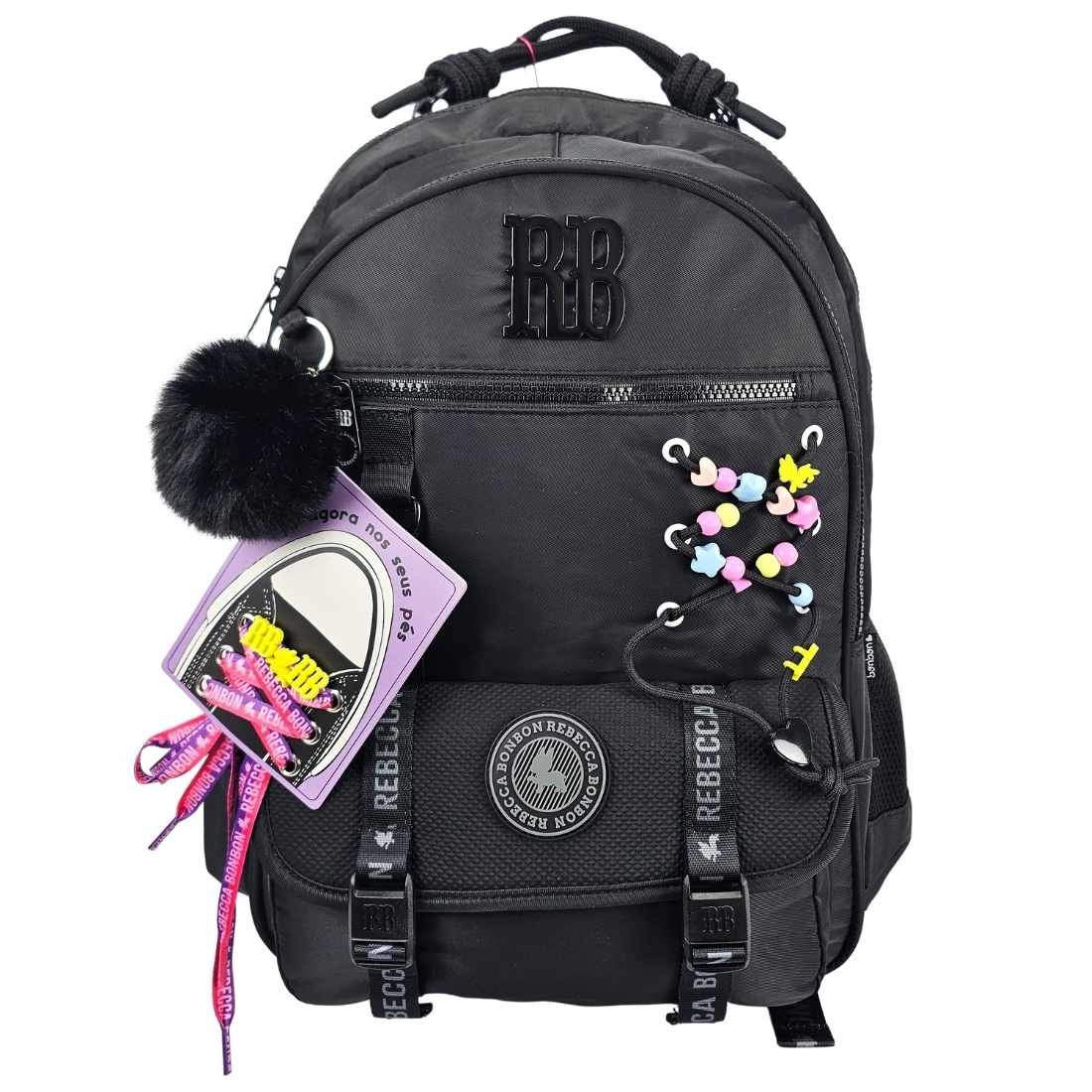 Mochila de Costas Rebecca Bonbon Beaded Fun Preto - Clio