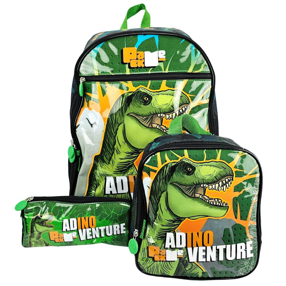 Mochila Infantil Costas Dinossauro Rex com Lancheira e Estojo Pacific 998X04 