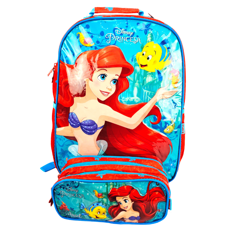 Mochila Infantil Costas Pequena Sereia Ariel com Estojo Xeryus 11492