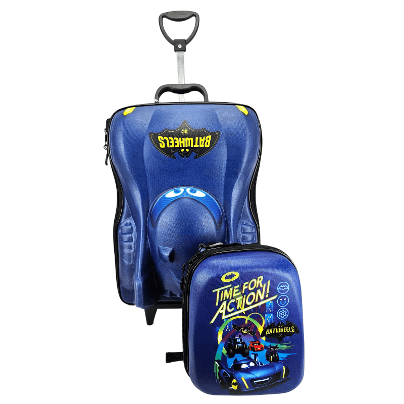 Mochila de Rodas Batwheels Batman Batmóvel 3D Com Lancheira Maxtoy 2810am23