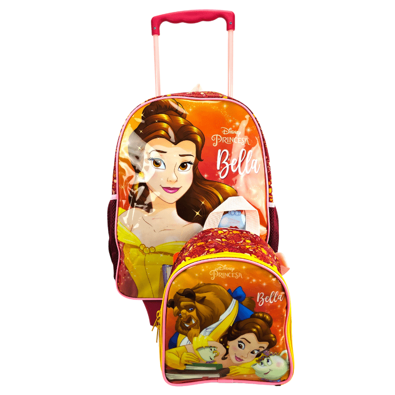 Mochila de Rodas Bella Princesa Disney com Lancheira Térmica Xeryus 11530