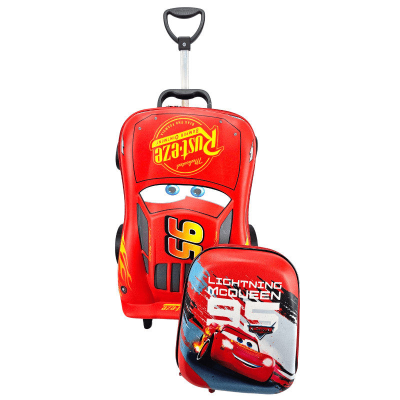 Mochila de Rodas Carros Disney Mcqueen 3d Com Lancheira Maxtoy 3851am22