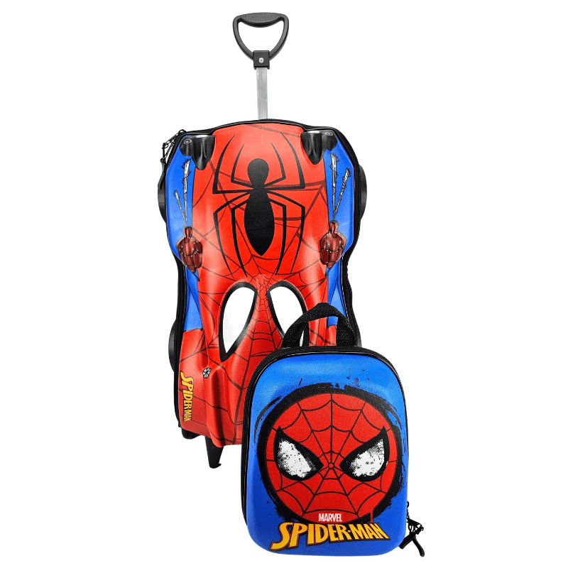 Mochila De Rodas Homem Aranha Carro 3D E Lancheira Maxtoy 3800AM23