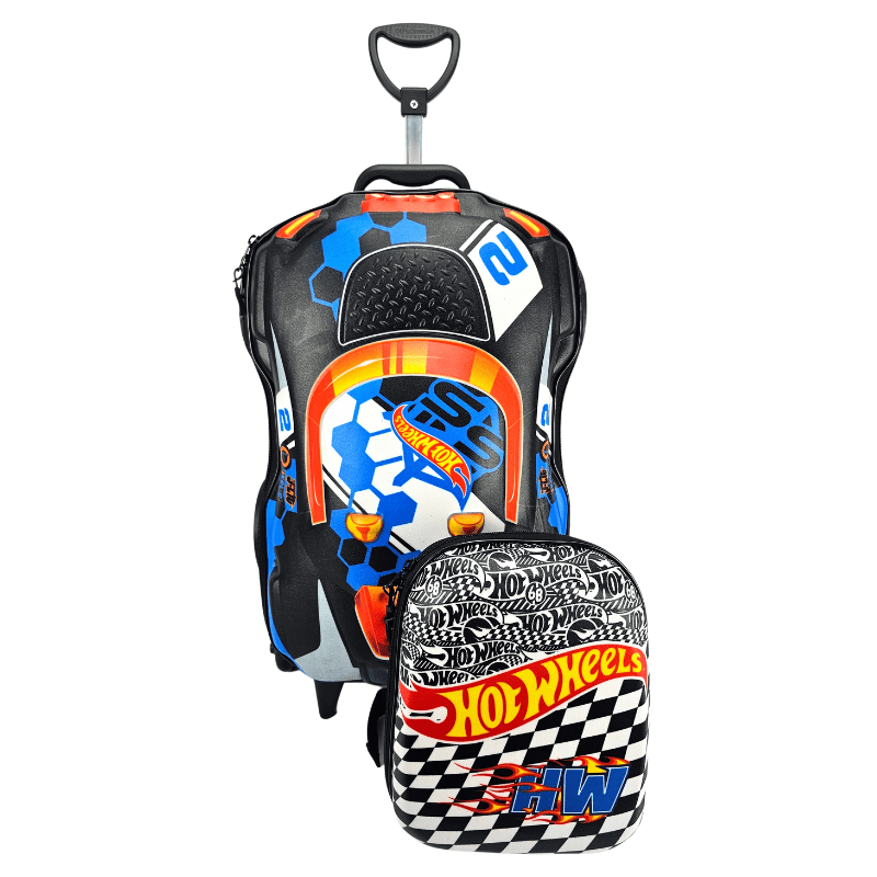 Mochila de Rodas Hot Wheels 3D Terrain Storm Com Lancheira Maxtoy 2500GM21