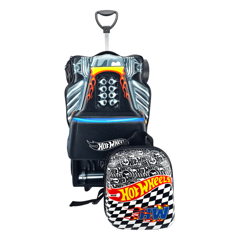 Mochila de Rodas Hot Wheels Bone Shaker 3D Com Lancheira Maxtoy 2500em19