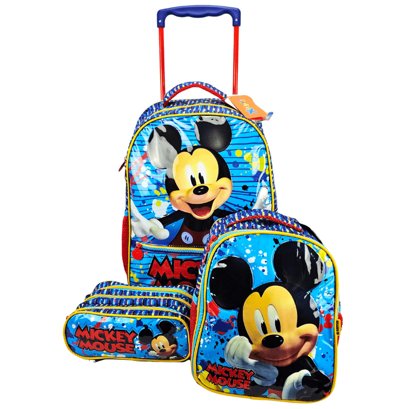 Mochila de Rodas Mickey Mouse Disney com Lancheira e Estojo 11620