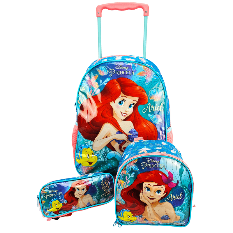 Mochila de Rodas Princesa Ariel com Lancheira e Estojo Xeryus 11480