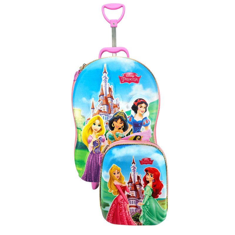 Mochila de Rodas Princesas Disney Castelo 3D Com Lancheira Maxtoy 3855NM23