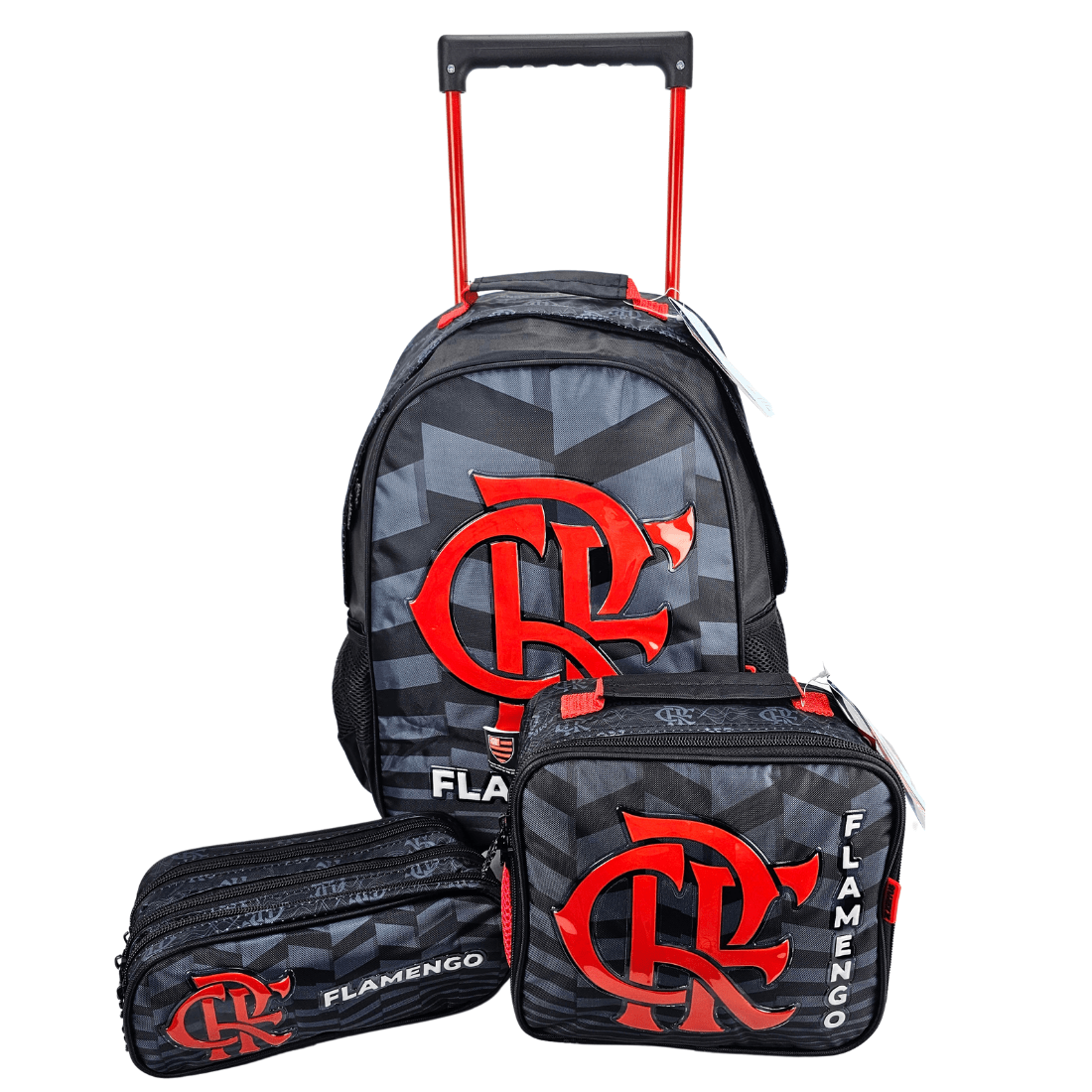 Mochila de Rodinha Flamengo Oficial com Lancheira Térmica e Estojo Triplo Xeryus 13550