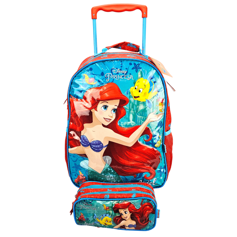 Mochila de Rodinha  Infantil Escolar Pequena Sereia Ariel com Estojo Xeryus 11490