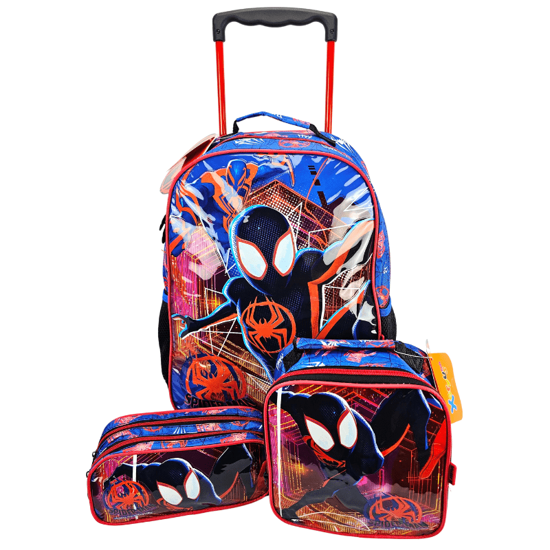 Mochila de Rodinha Miles Morales Aranha Verso com Lancheira e Estojo Xeryus 11680