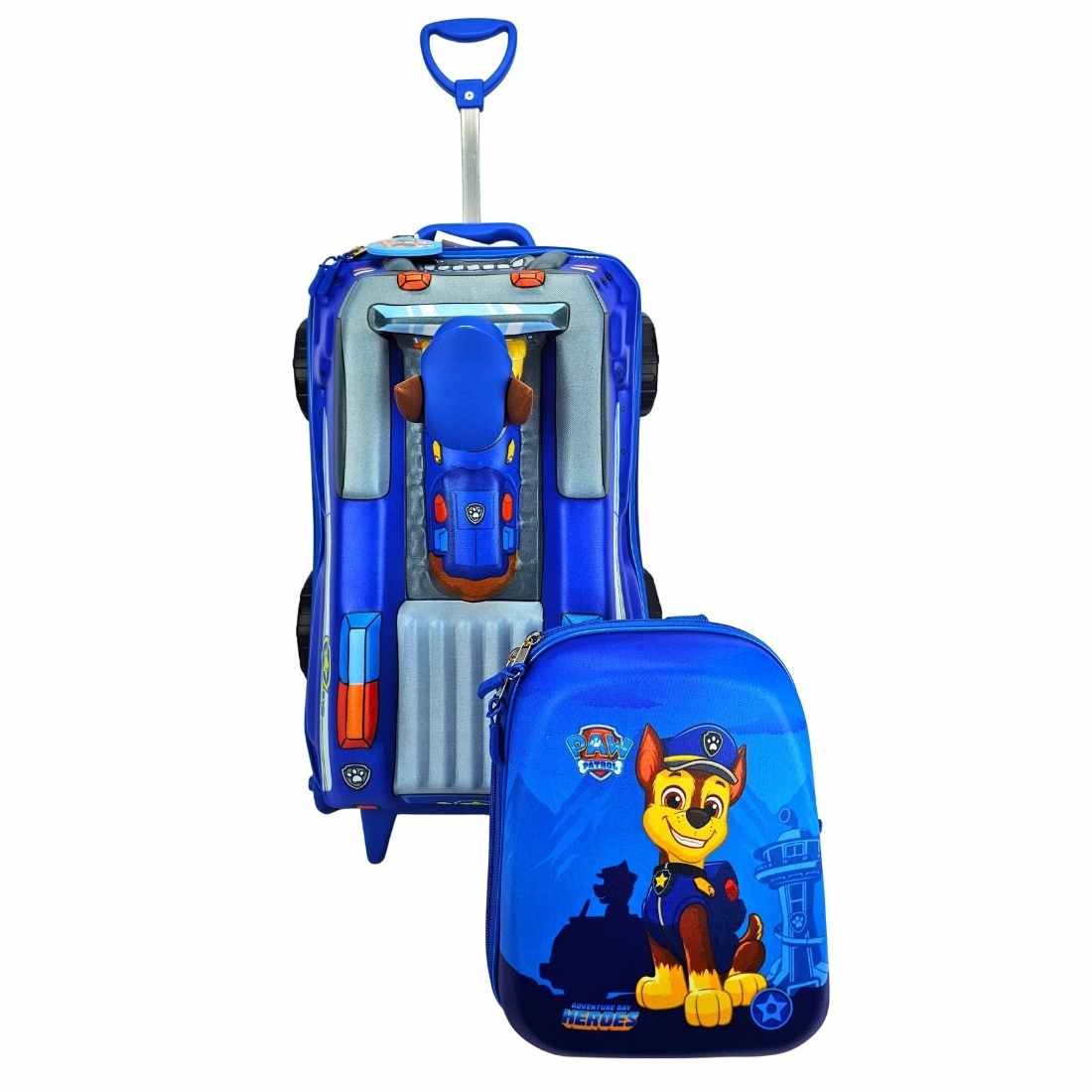 Kit Mochila de Rodinhas Patrulha Canina Chase 3D Carro c/ Lancheira Maxtoy