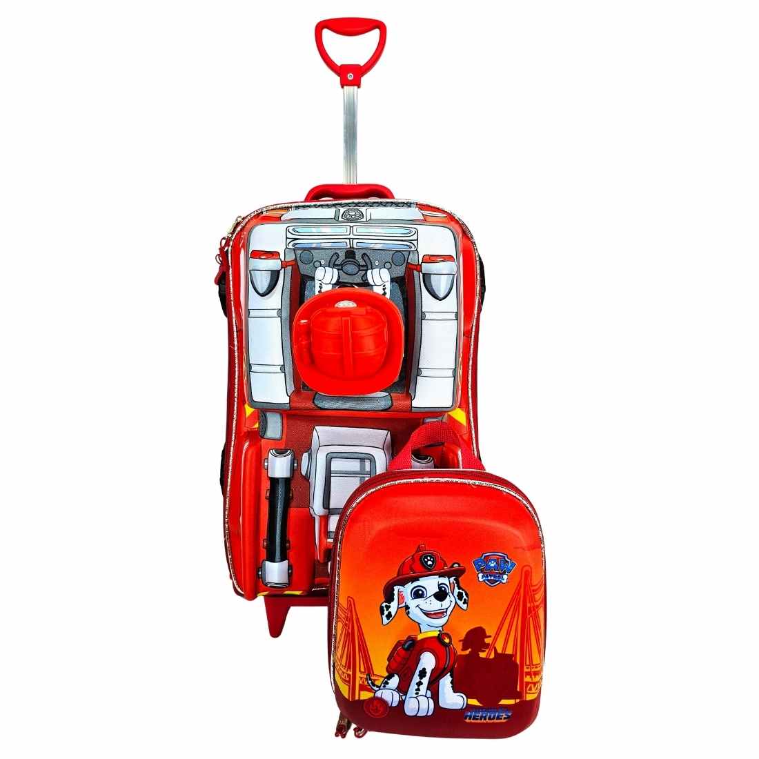 Kit Mochila de Rodinhas Patrulha Canina Marshall 3D Carro c/ Lancheira Maxtoy