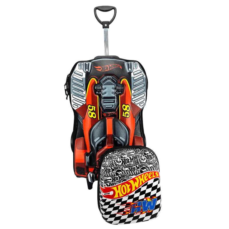 Mochila de Rodas Hot Wheels Dune Soar Vermelho 3D com Lancheira Maxtoy 2500BM19