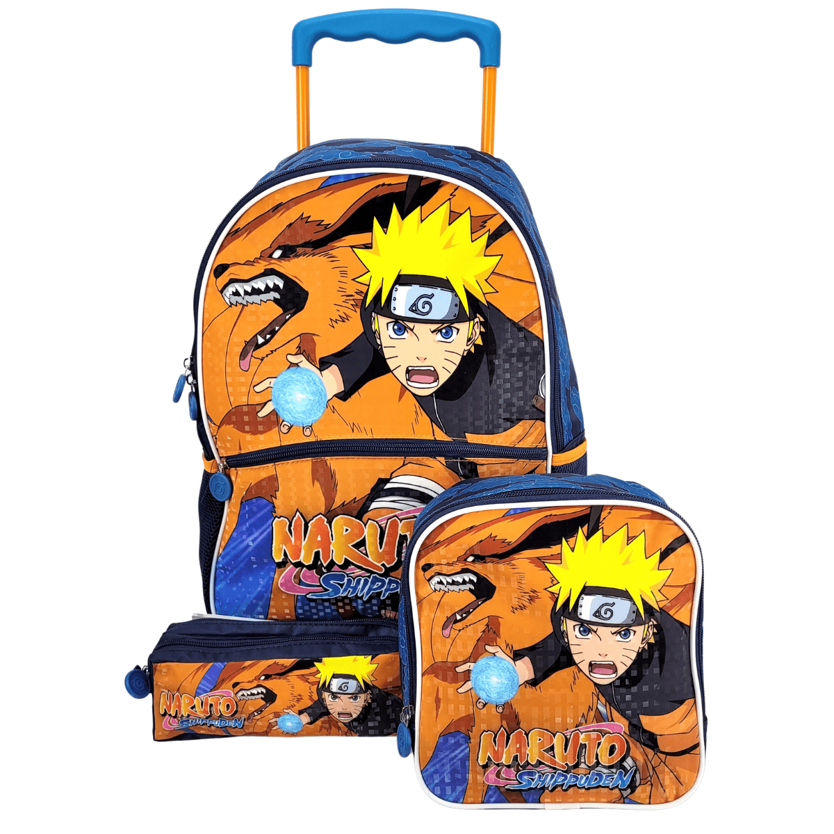 Kit mochila e estojo grande padrão escolar Naruto simbolo folha e