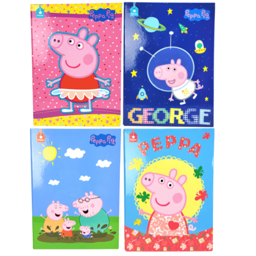 Caderno Brochura Capa Dura Universitário Peppa Pig 96 Folhas Foroni - Kit com 4 Unidades