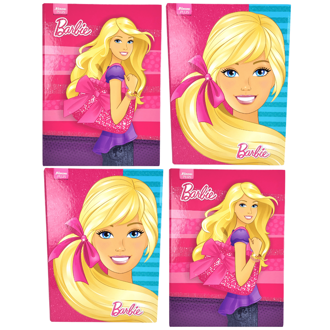 Caderno Brochura Capa Dura Universitário Barbie 96 Folhas Foroni - Kit com 4 Unidades