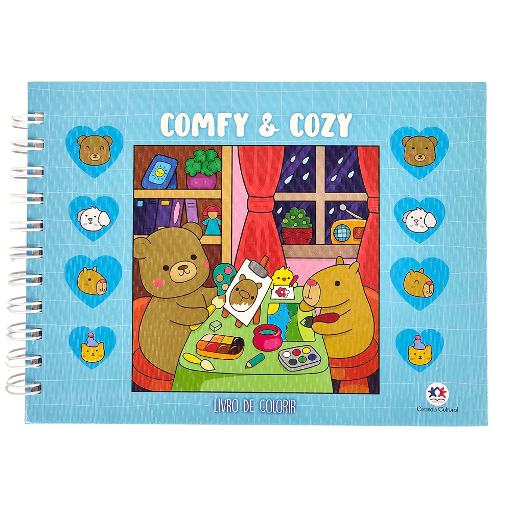 Livro de Colorir Comfy & Cozy Capa Dura com 50 Páginas