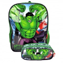 Mochila Hulk Vingadores Costas com Estojo Luxcel Verde