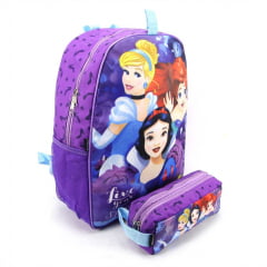 Mochila Princesas Disney Costas com Estojo Duplo Dermiwil 59515