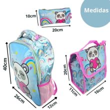 Kit Mochila Escolar Infantil Ursinho 5 Peças com Lancheira Térmica Seanite MI41382