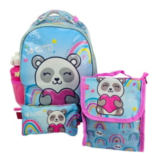 Kit Mochila Escolar Ursinho 5 Peças com Lancheira Térmica Estojo e Garrafa Seanite MI41382 Kit Mochila Escolar Ursinho 5 Peças com Lancheira Térmica Estojo e Garrafa Seanite MI41382
