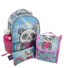Kit Mochila Escolar Infantil Ursinho 5 Peças com Lancheira Térmica Seanite MI41382