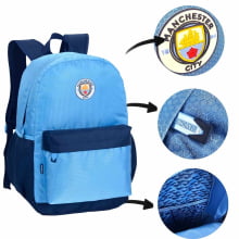 Kit Mochila Manchester City Oficial Urbana + Estojo Escolar Xeryus 14071