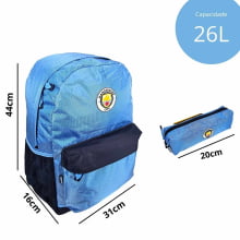 Kit Mochila Manchester City Oficial Urbana + Estojo Escolar Xeryus 14071