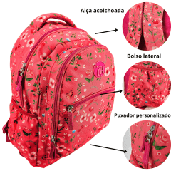 Mochila Capricho Student Rosa Floral Sestini 075978-08