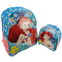 Mochila Costas Infantil Princesa Ariel Sereia Kit Escolar com Lancheira Xeryus 11482