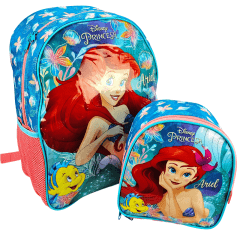 Mochila Costas Infantil Princesa Ariel Sereia Kit Escolar com Lancheira Xeryus 11482