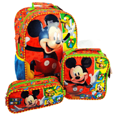 Mochila Costas Mickey Mouse Disney com Lancheira e Estojo Xeryus 11612