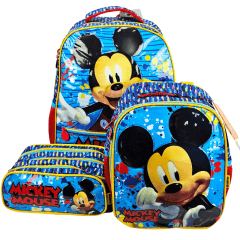 Mochila Costas Mickey Mouse Disney com Lancheira e Estojo Xeryus 11622