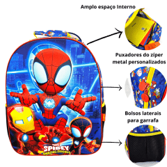 Mochila Costas Spidey Amazing Friends com Lancheira e Estojo Xeryus 11722