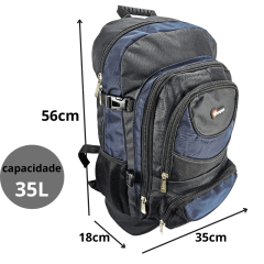 Mochila de Costas Trabalho Faculdade Grande Enoque EN118 Poli Biker Azul