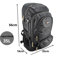 Mochila de Costas Trabalho Faculdade Grande Enoque EN118 Poli Biker Preto