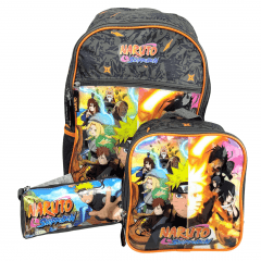 Mochila Naruto Shippuden Costas com Lancheira e Estojo Pacific 978A04