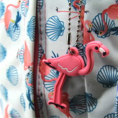 Mochila Up4you de Costas Flamingo Off White com Chaveiro Luxcel MS45702UP-OF