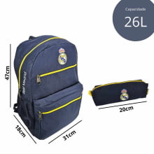 Kit Mochila Real Madrid Oficial + Estojo Escolar Xeryus Grande 14370
