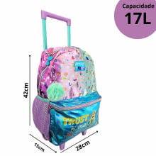 Mochila de Rodinha Sereia Mermaid Emoji Pacific com Pompom