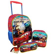 Kit Escolar Mochila de Rodinha Carros Disney com Lancheira Térmica e Estojo Xeryus 11630