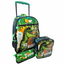 Kit Mochila de Rodinha Dinossauro T-Rex com Lancheira e Estojo - Pacific