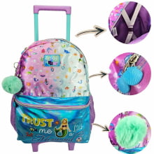 Kit Mochila de Rodinha Sereia Mermaid Emoji com Lancheira Térmica Pacific