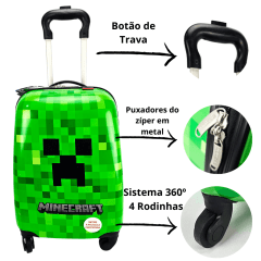 Malinha de Bordo 360º Escolar Minecraft Sestini 066091-00 Verde