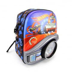 Mochila de Rodinha Hot Wheels 3D Com Lancheira Diplomata Maxtoy 2500AM19