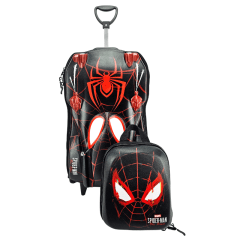 Mochila De Rodas Aranha Miles Morales 3D E Lancheira Maxtoy 3800bm23